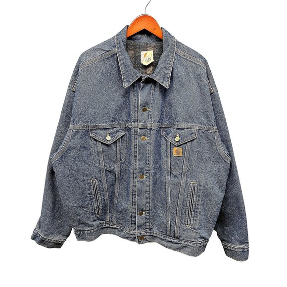 Carhartt JB0998 Denim Jean Jacket Heavyweight Men's 2XL Vintage USA
